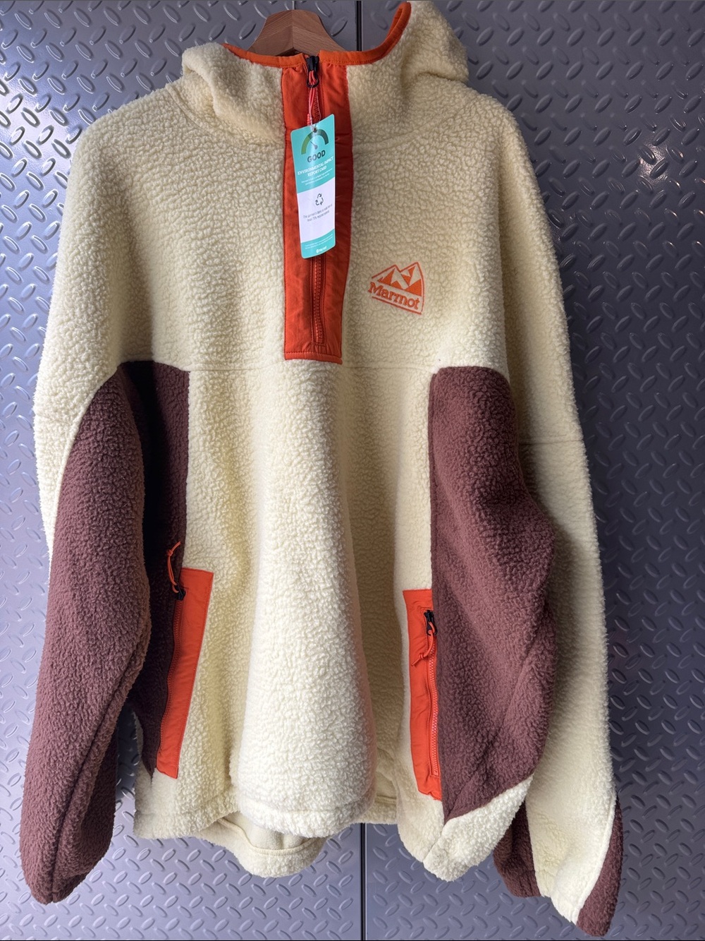 Marmot Men's Cream, Brown & Orange Sherpa Half-Zip Pullover